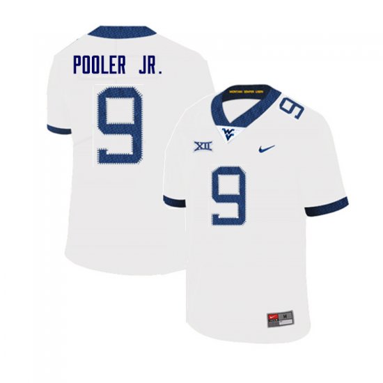 Men's West Virginia Mountaineers NCAA #9 Jeffery Pooler Jr. White Authentic Nike Stitched College Football Jersey TU15L42VZ